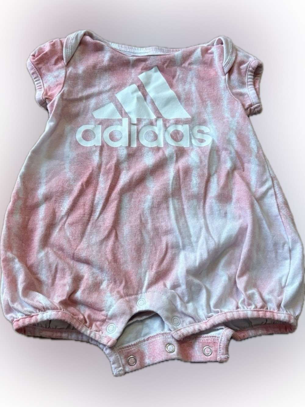 adidas Pink and White Tie-Dye Baby One-Piece